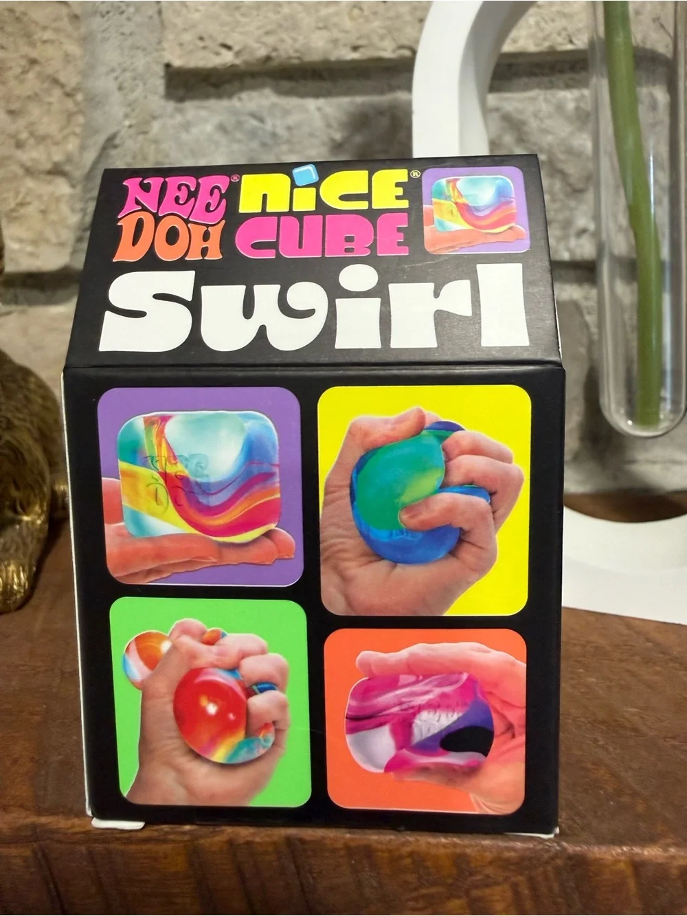 NeeDoh Nice Cube Swirl Super Solid Squish - Purple & Pink
